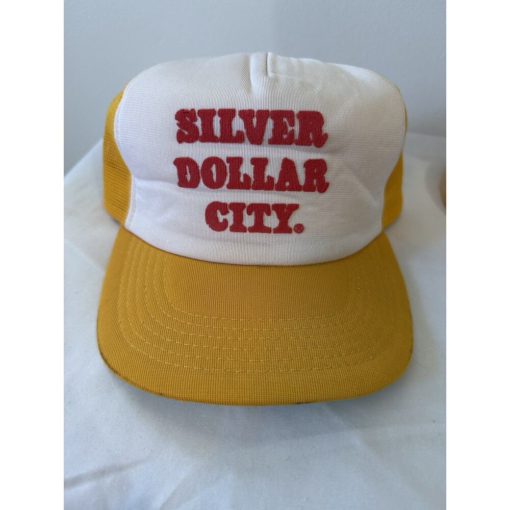 VINTAGE Silver Dollar City Hat Cap Snap Back Mesh Trucker Mens 80s